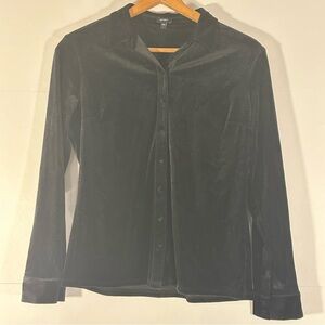 Express Black Velvet Button Up Top